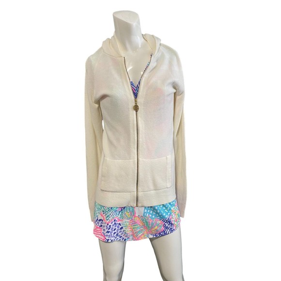 Lilly Pulitzer Women's Josephine Full Zip Hoodie Jacket Cream Size Large - Picture 11 of 12
